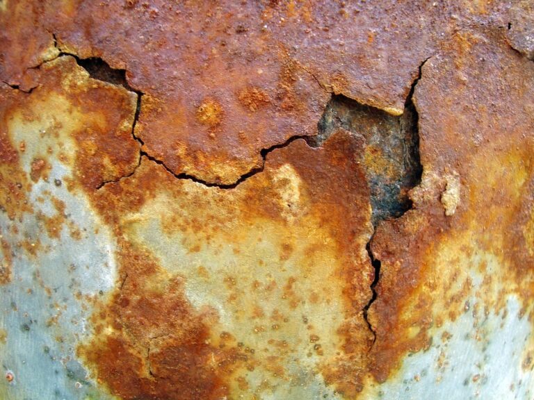 Corroded, flaking steel sheet